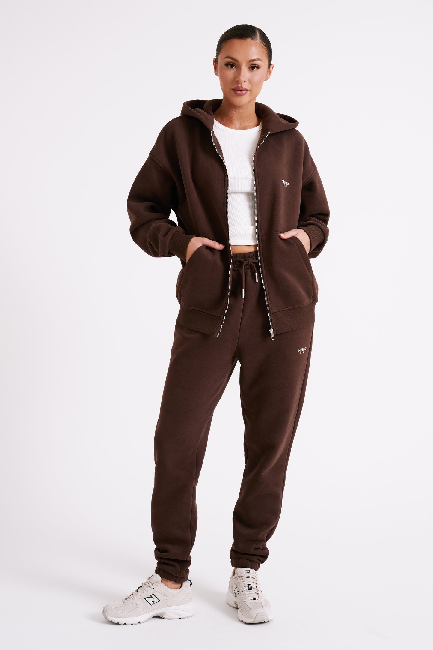 Corrie Unisex Zip Through Hoodie - Dark Chocolate