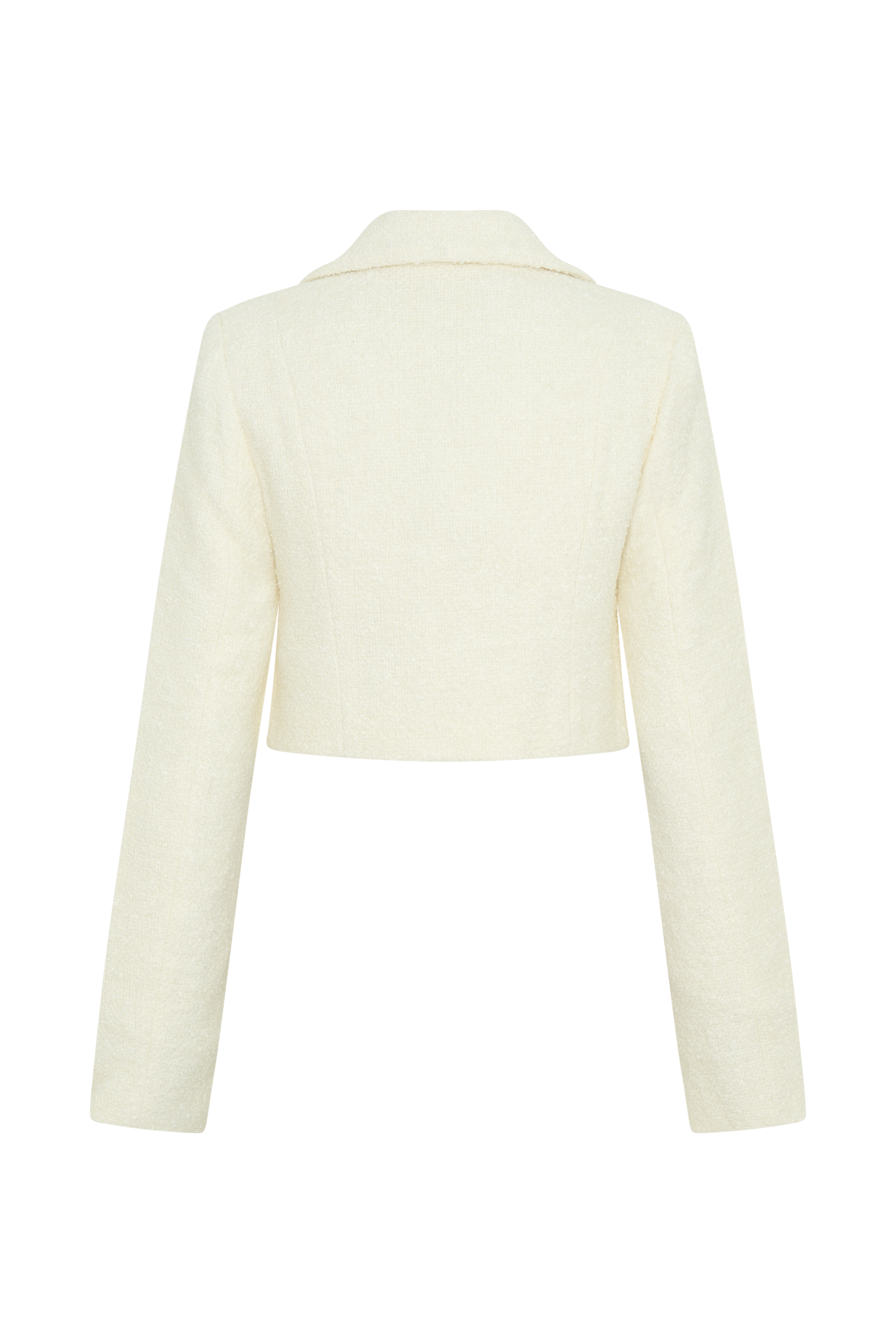 Mirelle Textured Boucle Cropped Long Sleeve Top - Ivory