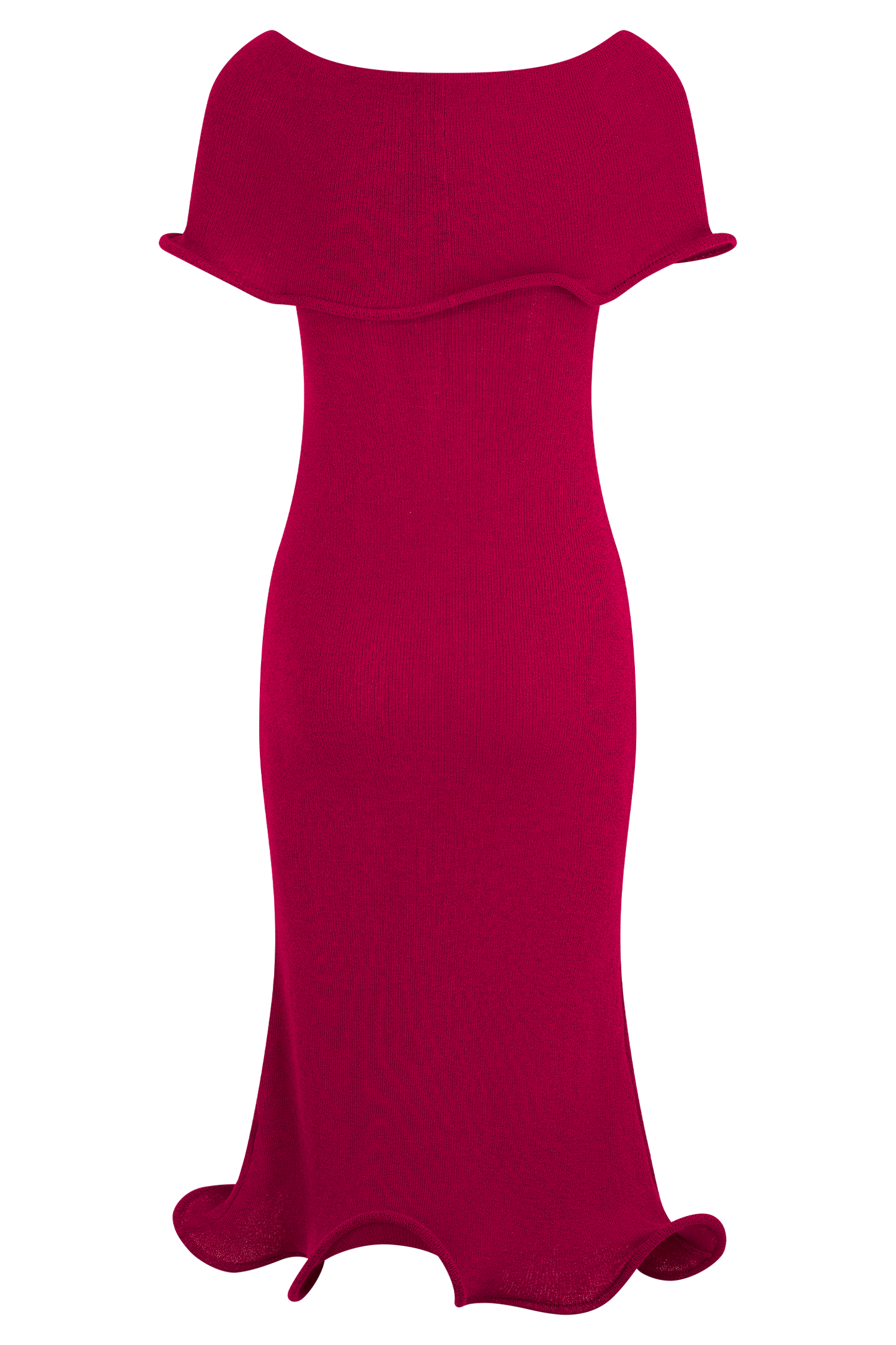 Molly Off Shoulder Knit Midi Dress - Raspberry