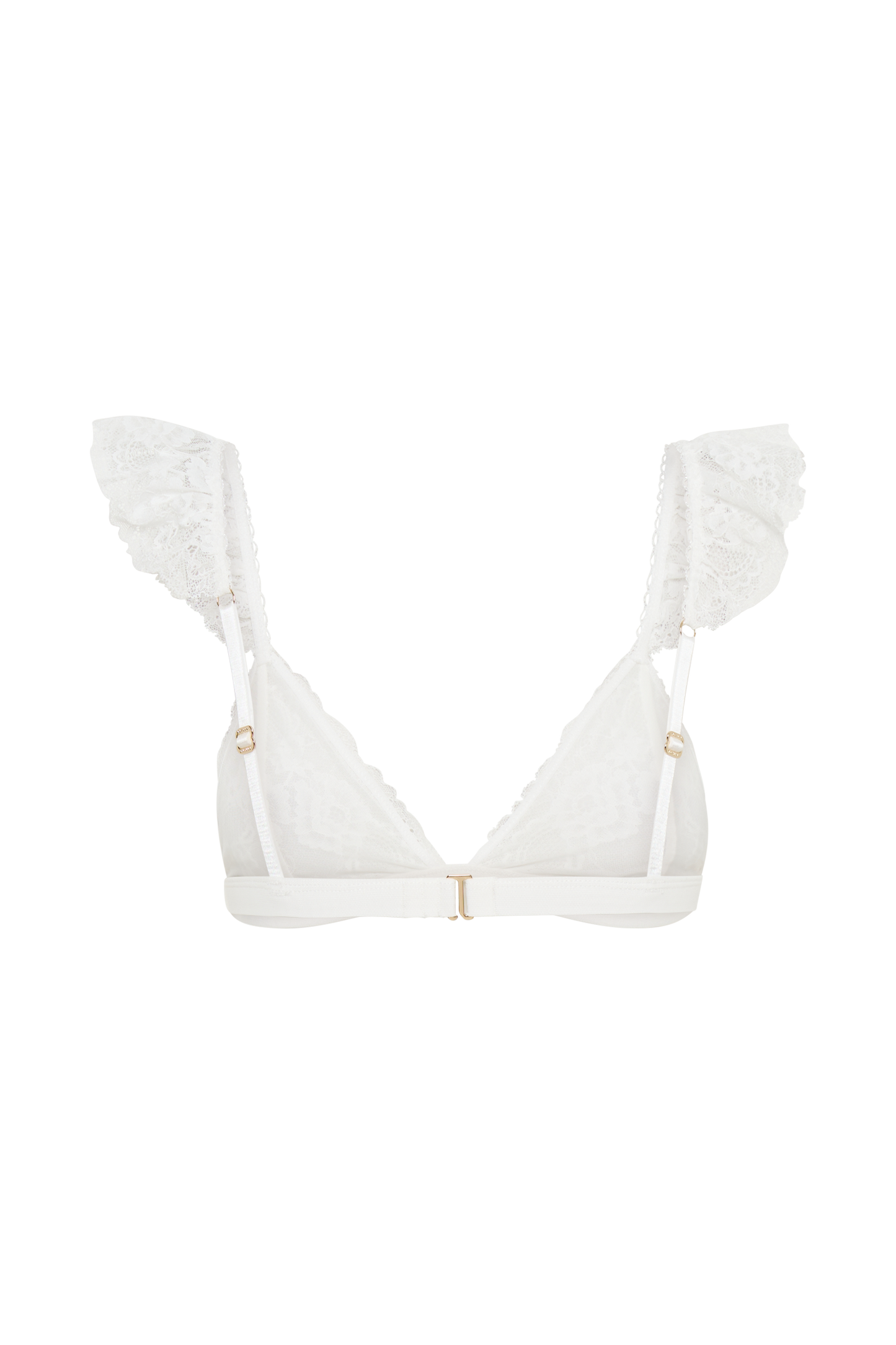 Anniston Lace Frill Triangle Bralette - White