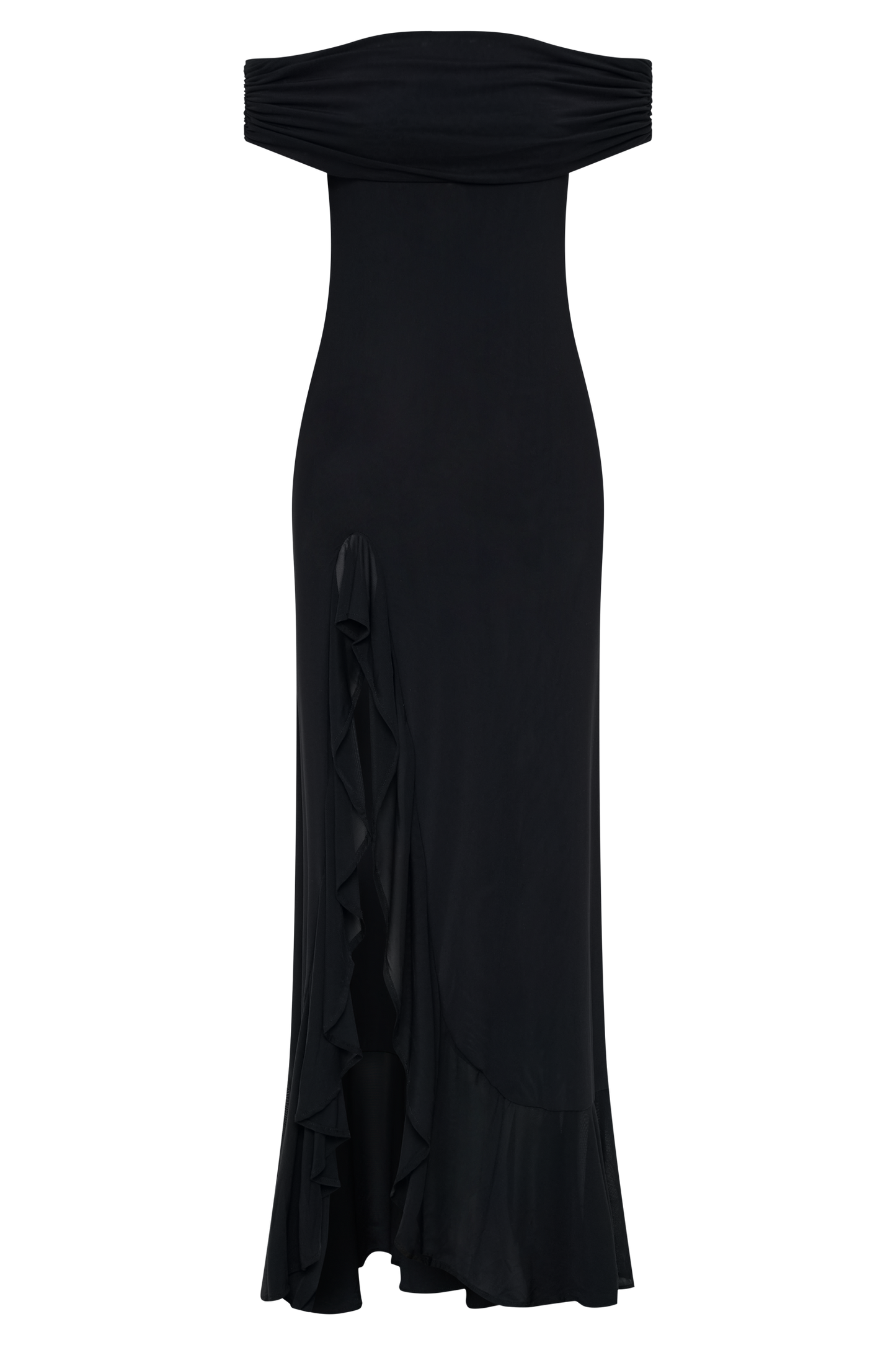 Audrey Off Shoulder Mesh Maxi Dress - Black