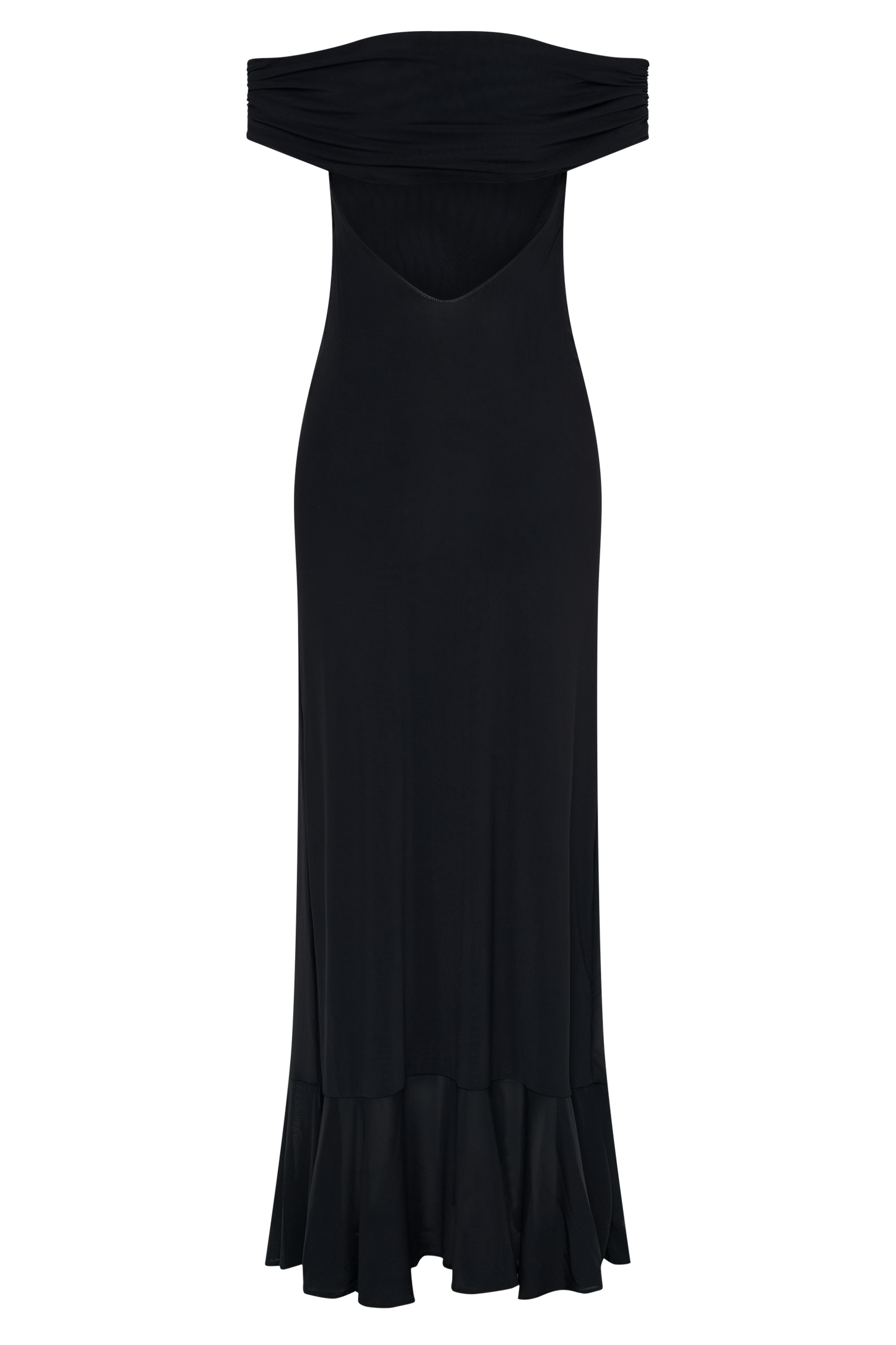 Audrey Off Shoulder Mesh Maxi Dress - Black