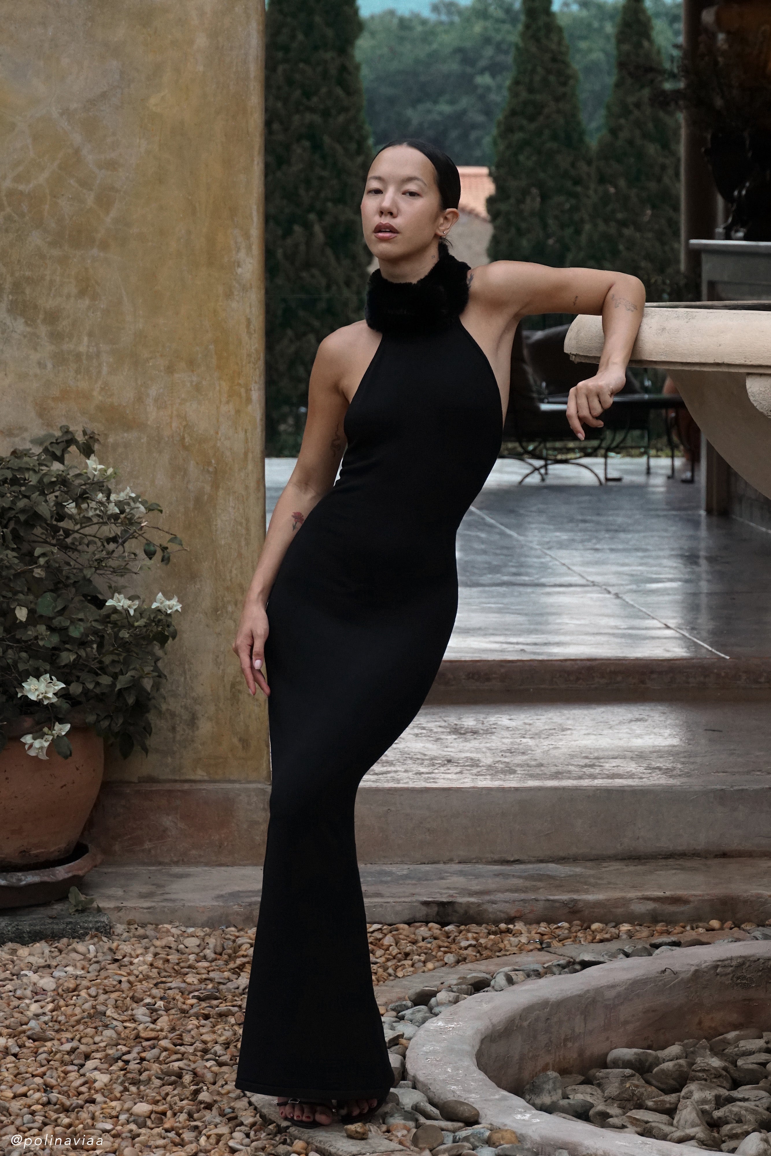 Fur black dress clearance