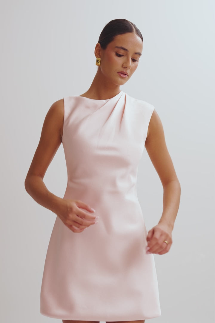 Granger Satin Structured Mini Dress - Pale Pink