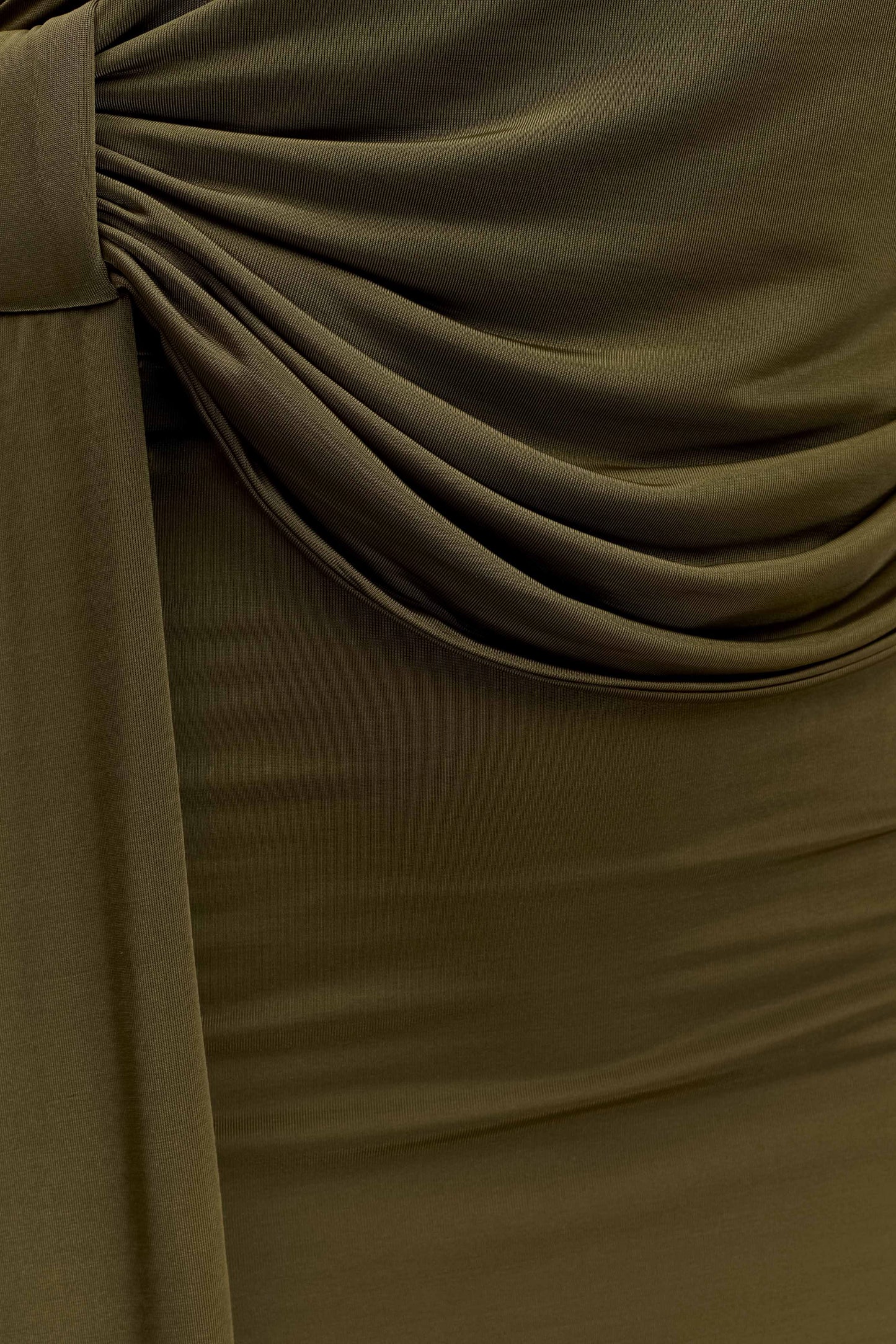 Tyla Draped Slinky Halter Maxi Dress - Dark Olive