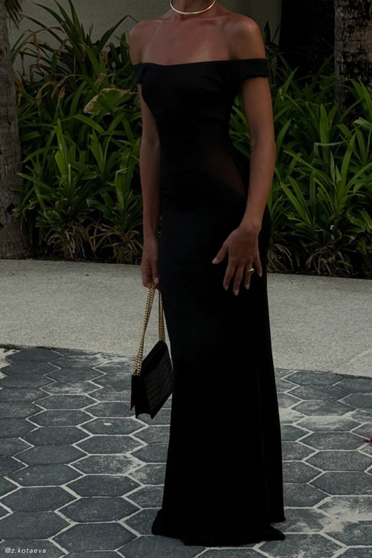 Collective Dress - Desmond  Slinky Maxi Dress With Diamante - Black featured image