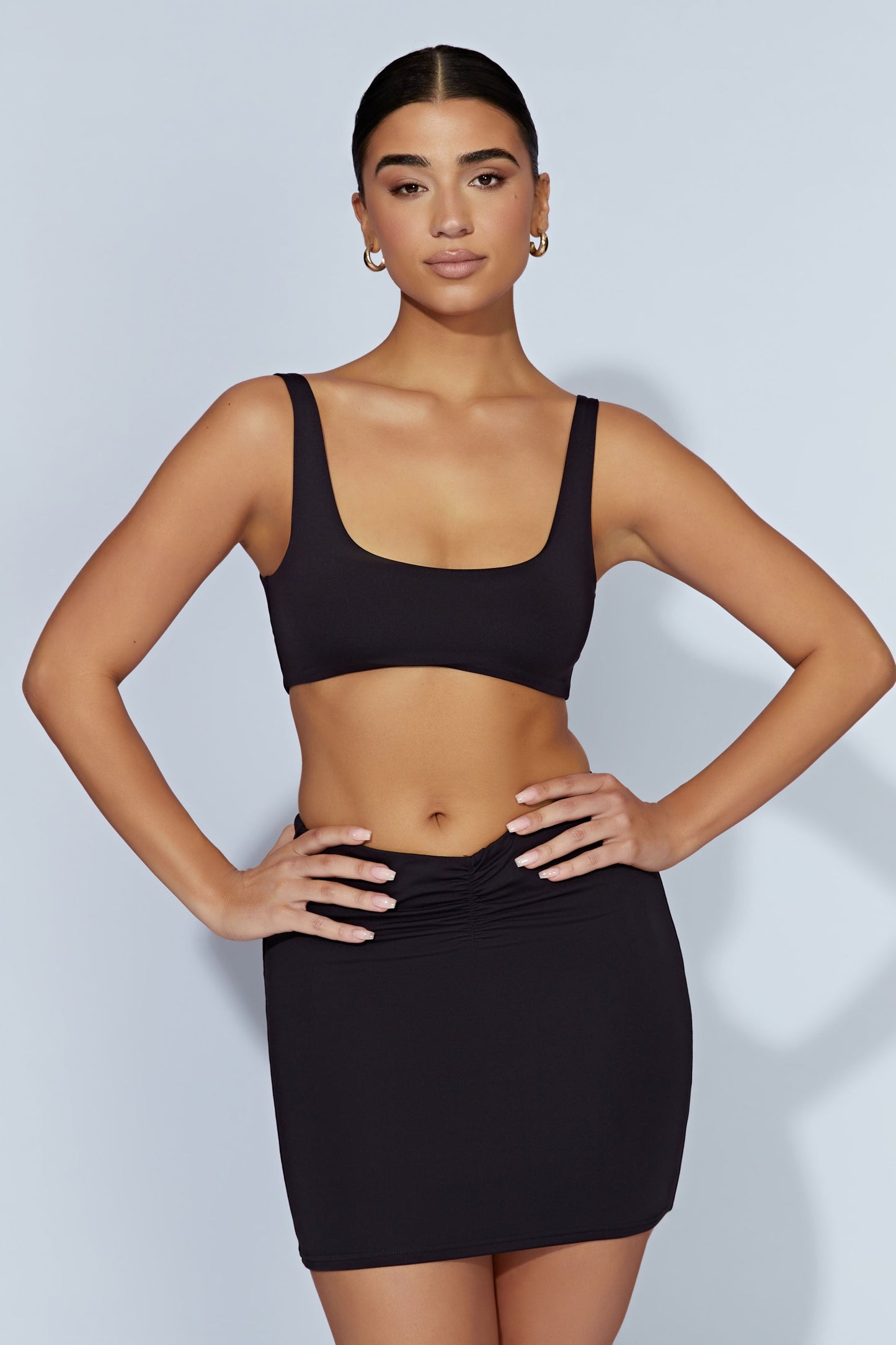 Jemma Scoop Neck Super Crop Top - Black