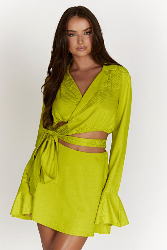 Annalise Wrap Top - Chartreuse - MESHKI