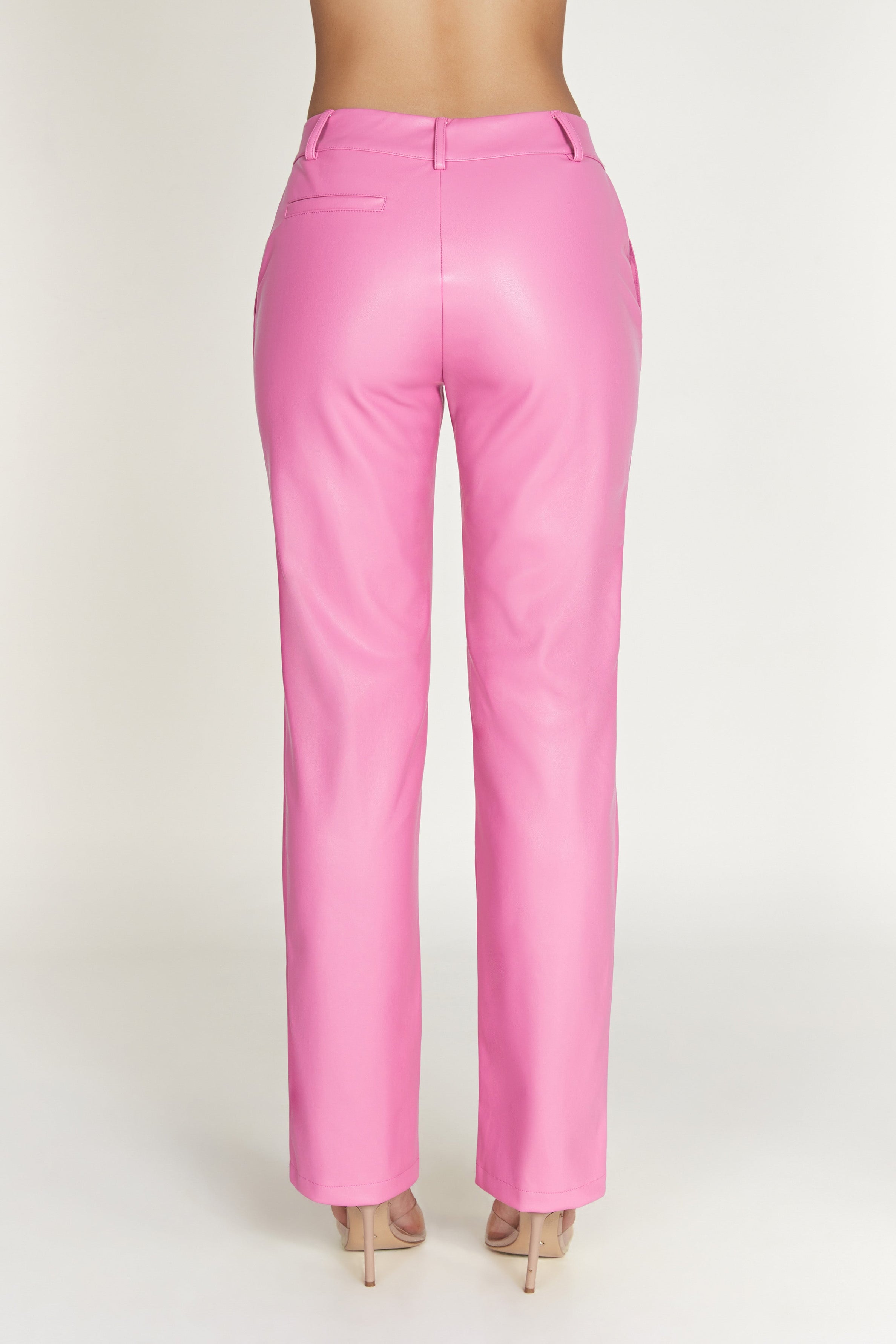 Matilda Slouchy Low Rise Faux Leather Pant - Rose Pink - MESHKI