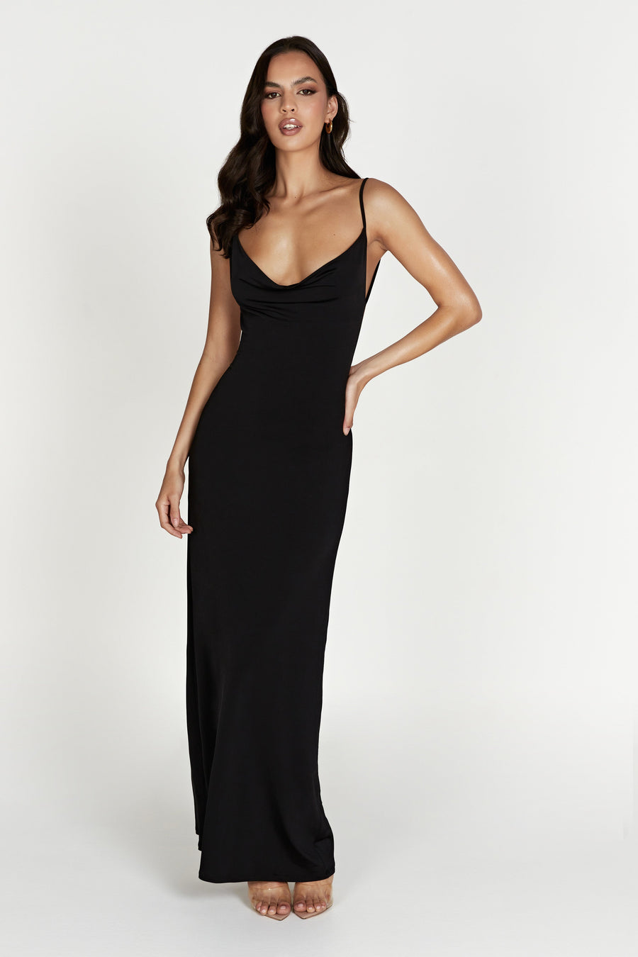 Darcy Cowl Maxi Dress With Low Back - Black - MESHKI