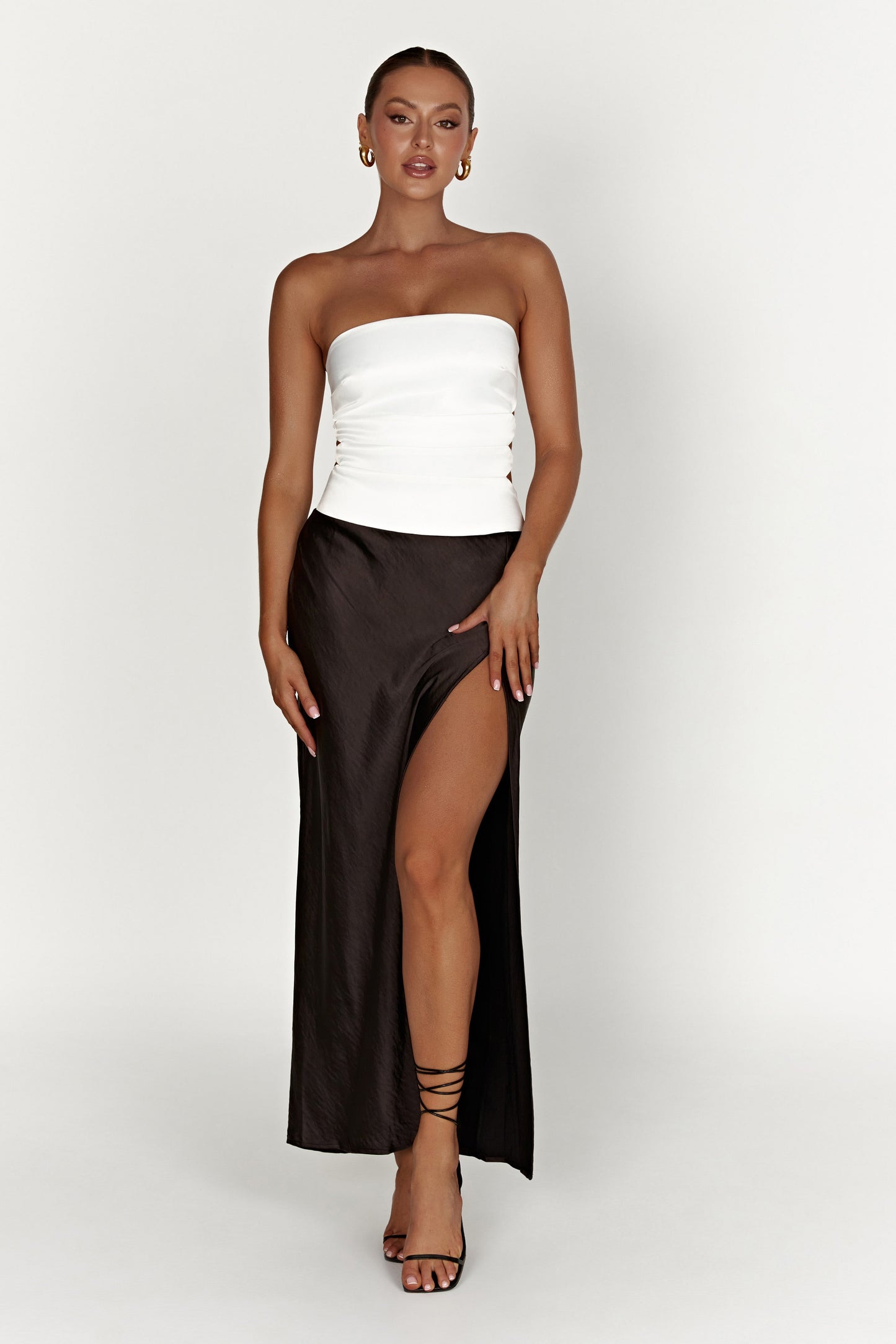 Brooklyn Two Tone Strapless Maxi Dress - Black