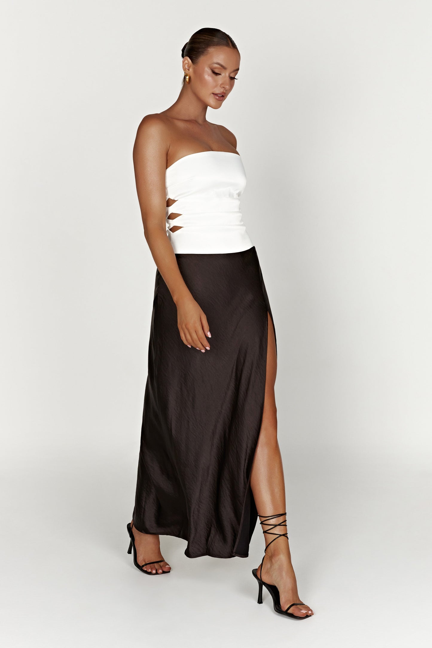 Brooklyn Two Tone Strapless Maxi Dress - Black