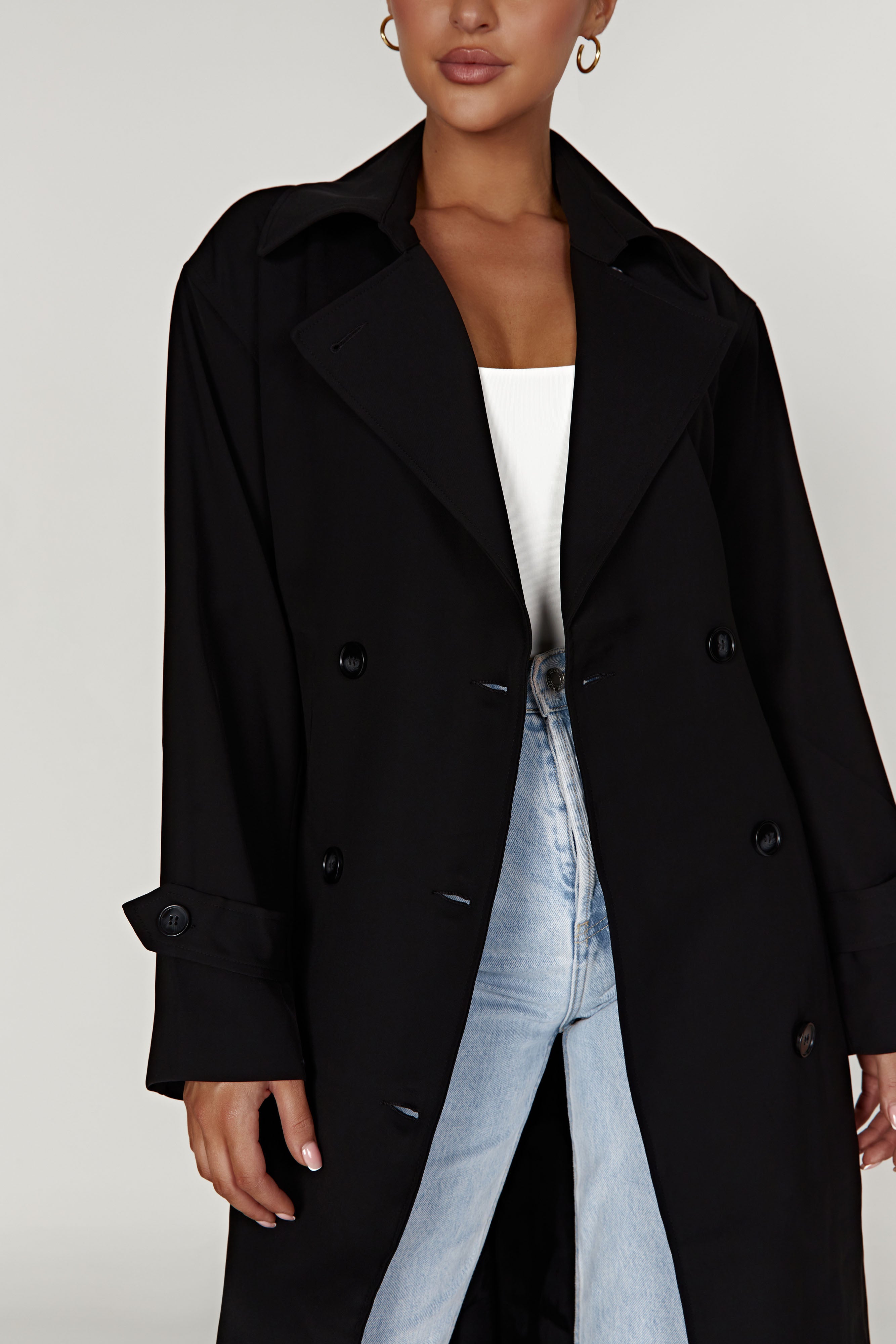 Keily Super Oversized Trench Coat Black MESHKI