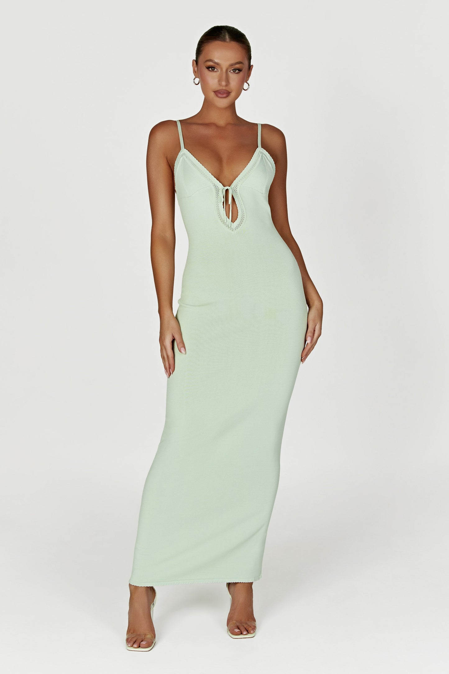 Maia Pointelle Knit Maxi Dress - Pistachio Green