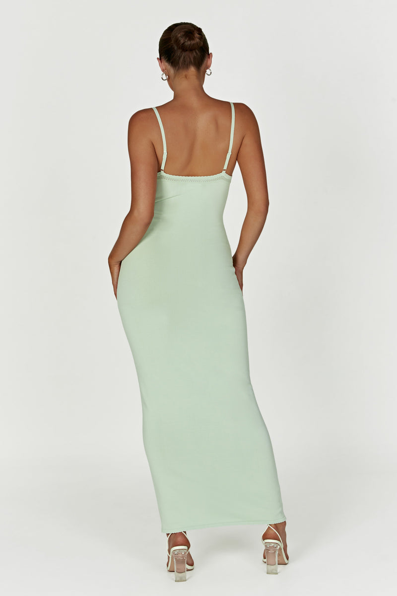 Maia Pointelle Knit Maxi Dress - Pistachio Green - MESHKI