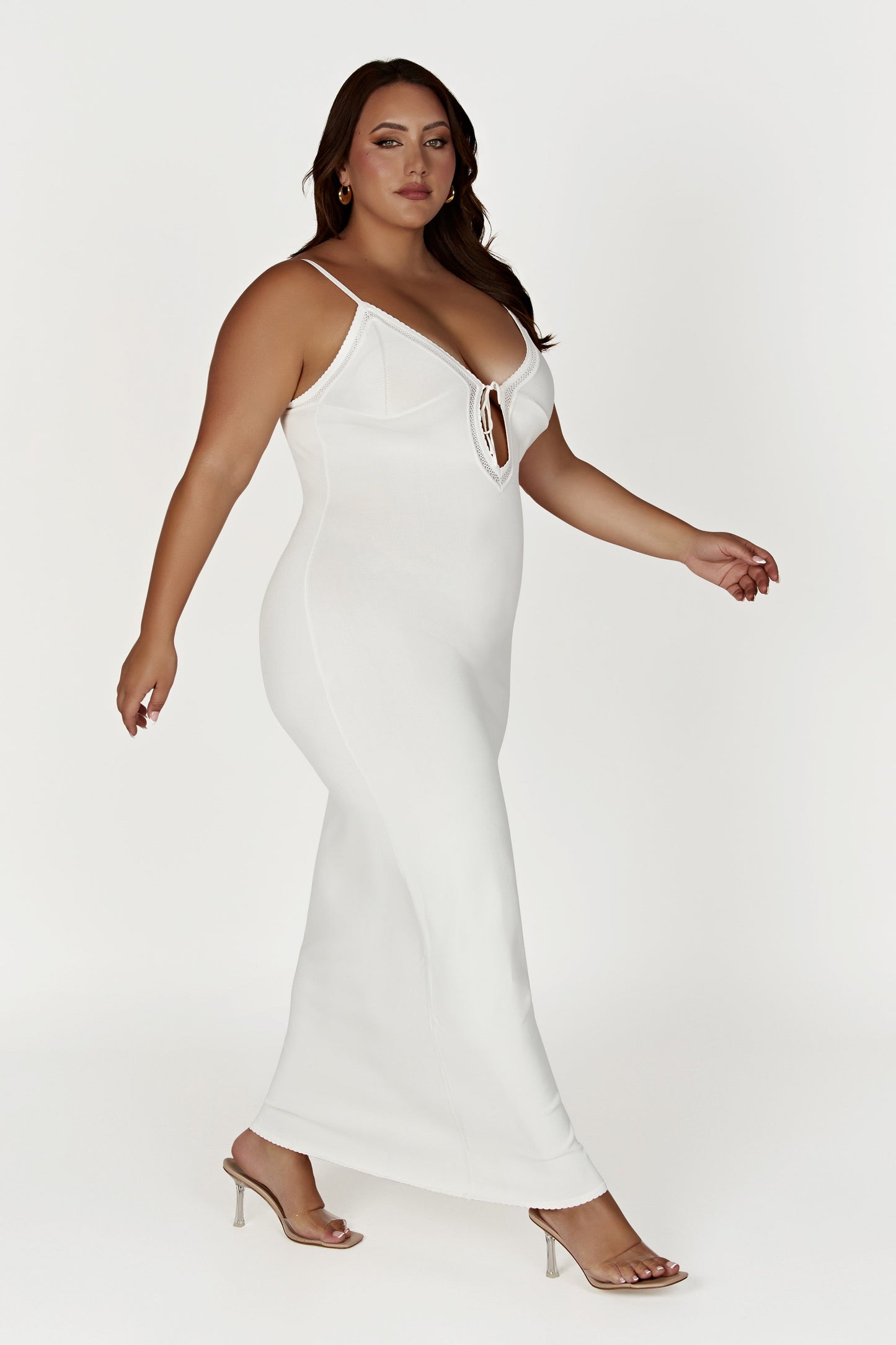 Maia Pointelle Knit Maxi Dress - White