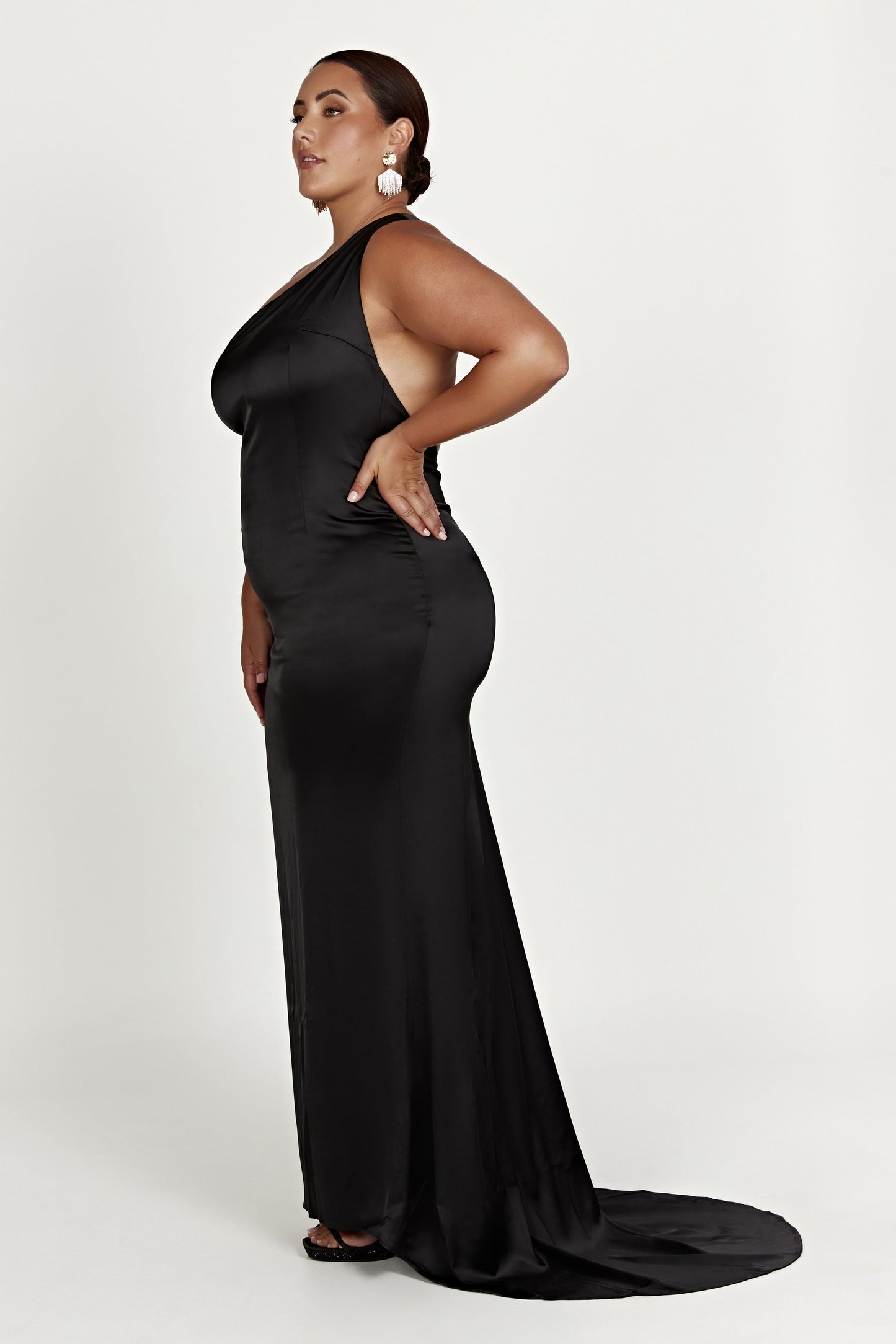 Harper One Shoulder Gown - Black