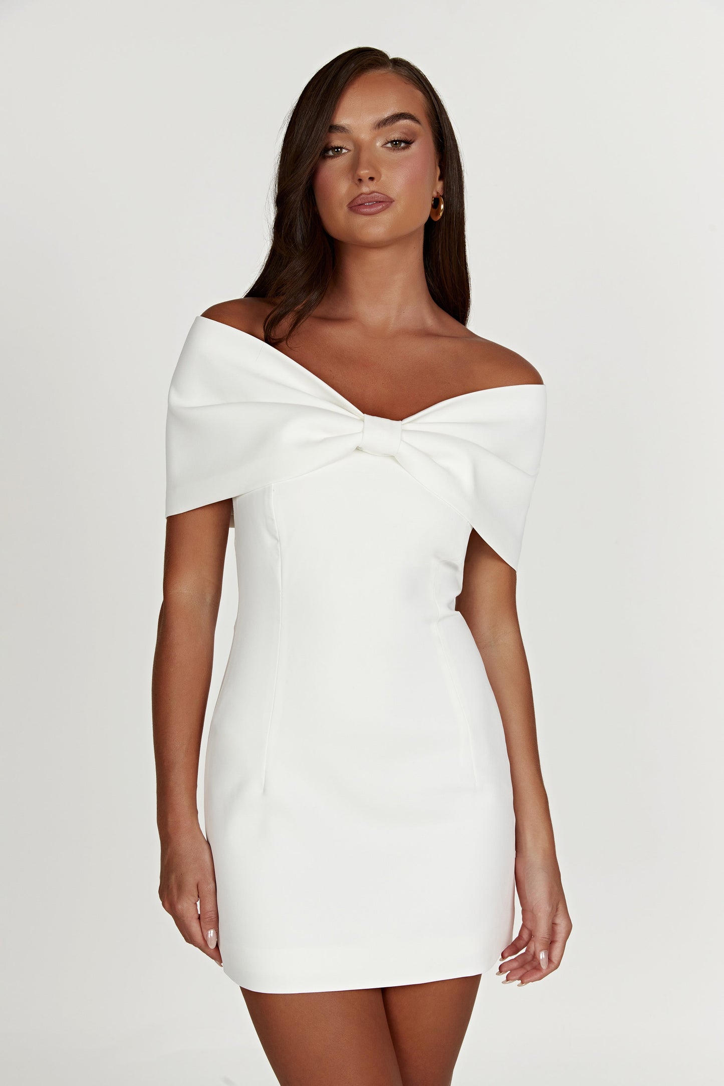 Gwyneth Off Shoulder Bow Mini Dress - White