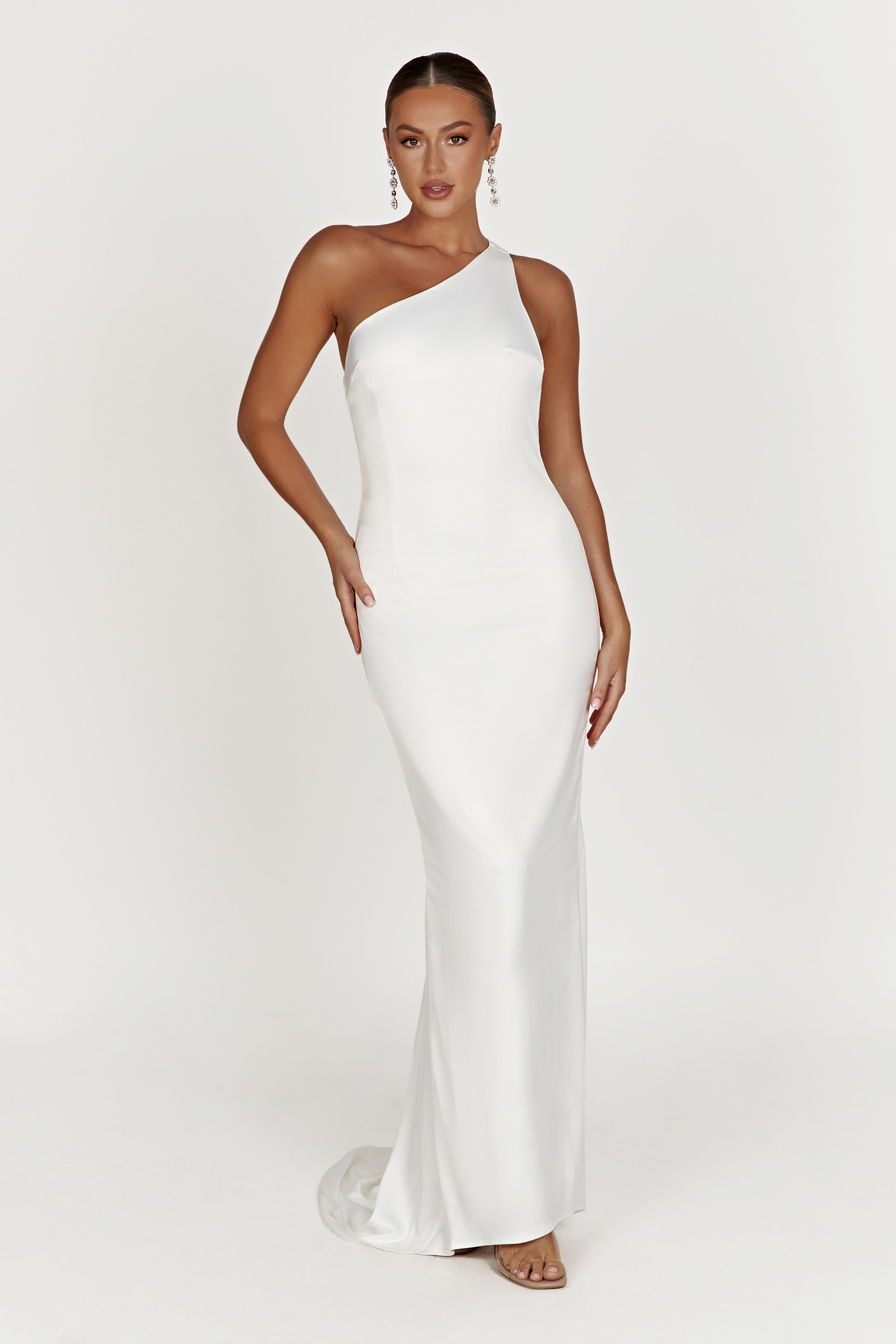 Harper One Shoulder Gown White MESHKI