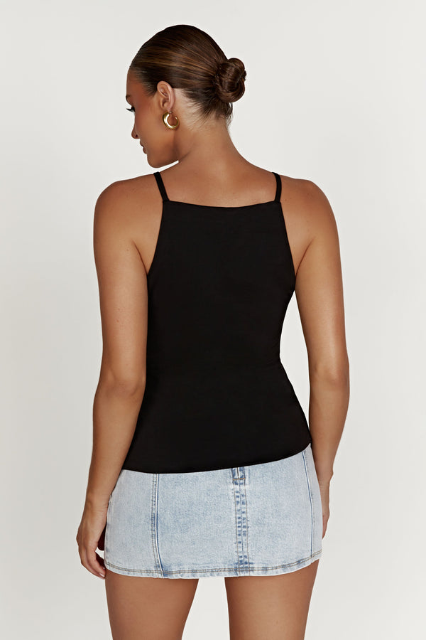 Spaghetti Strap Slinky Longline Crop Top