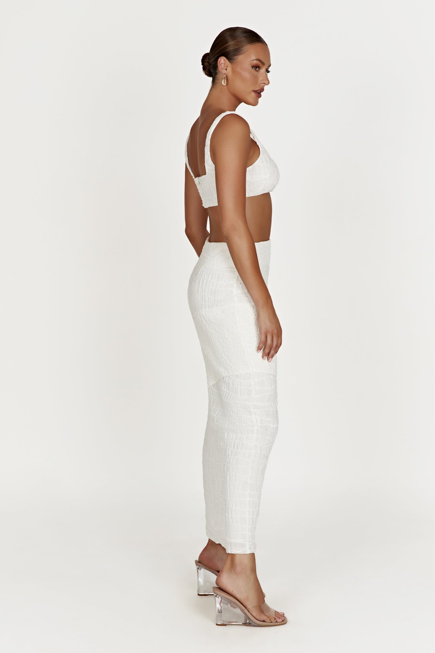 Nyah Textured Crop Top - White