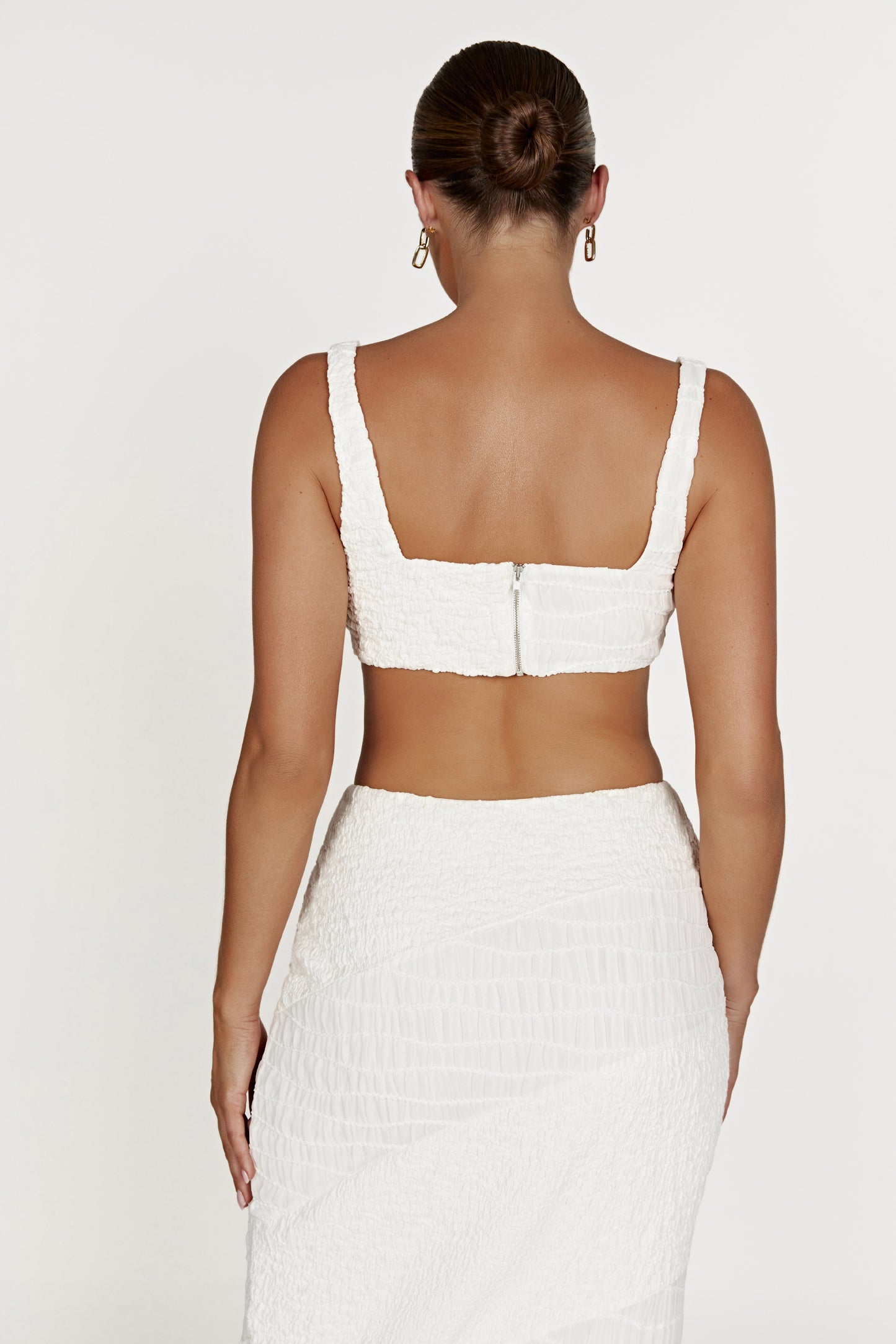 Nyah Textured Crop Top - White