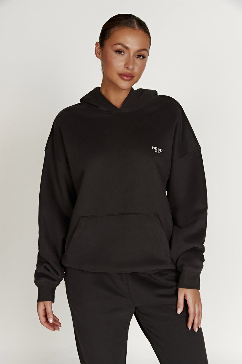 Bernie Oversized Unisex Hoodie - Dusk Black - MESHKI