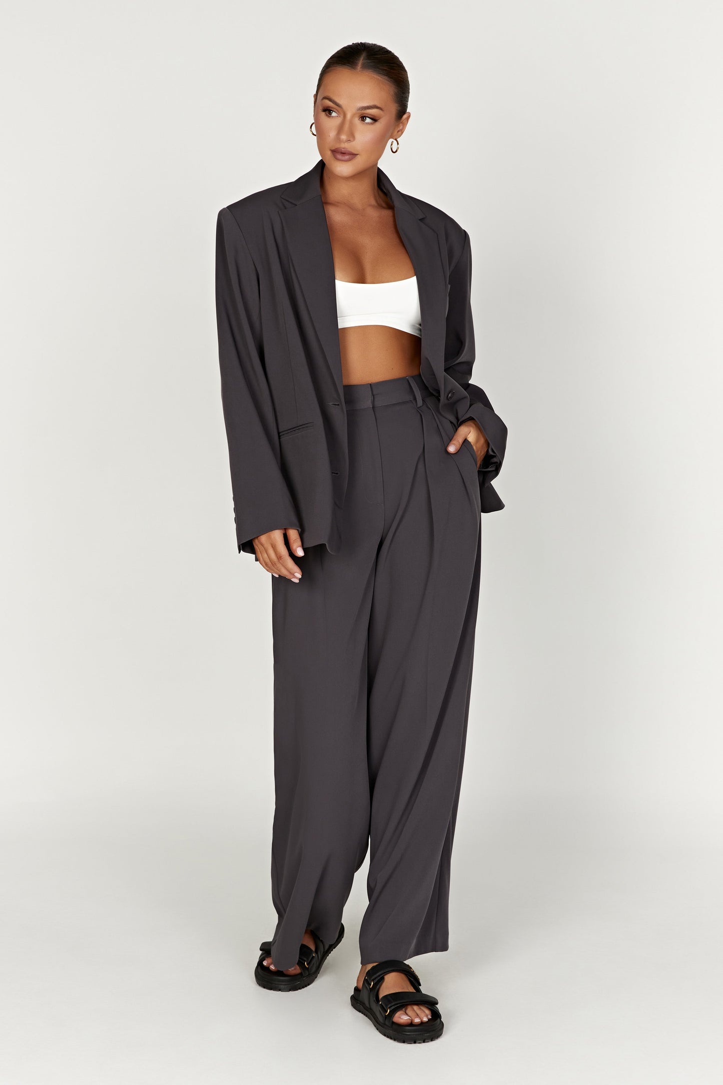 Jemima Straight Leg Pants - Charcoal