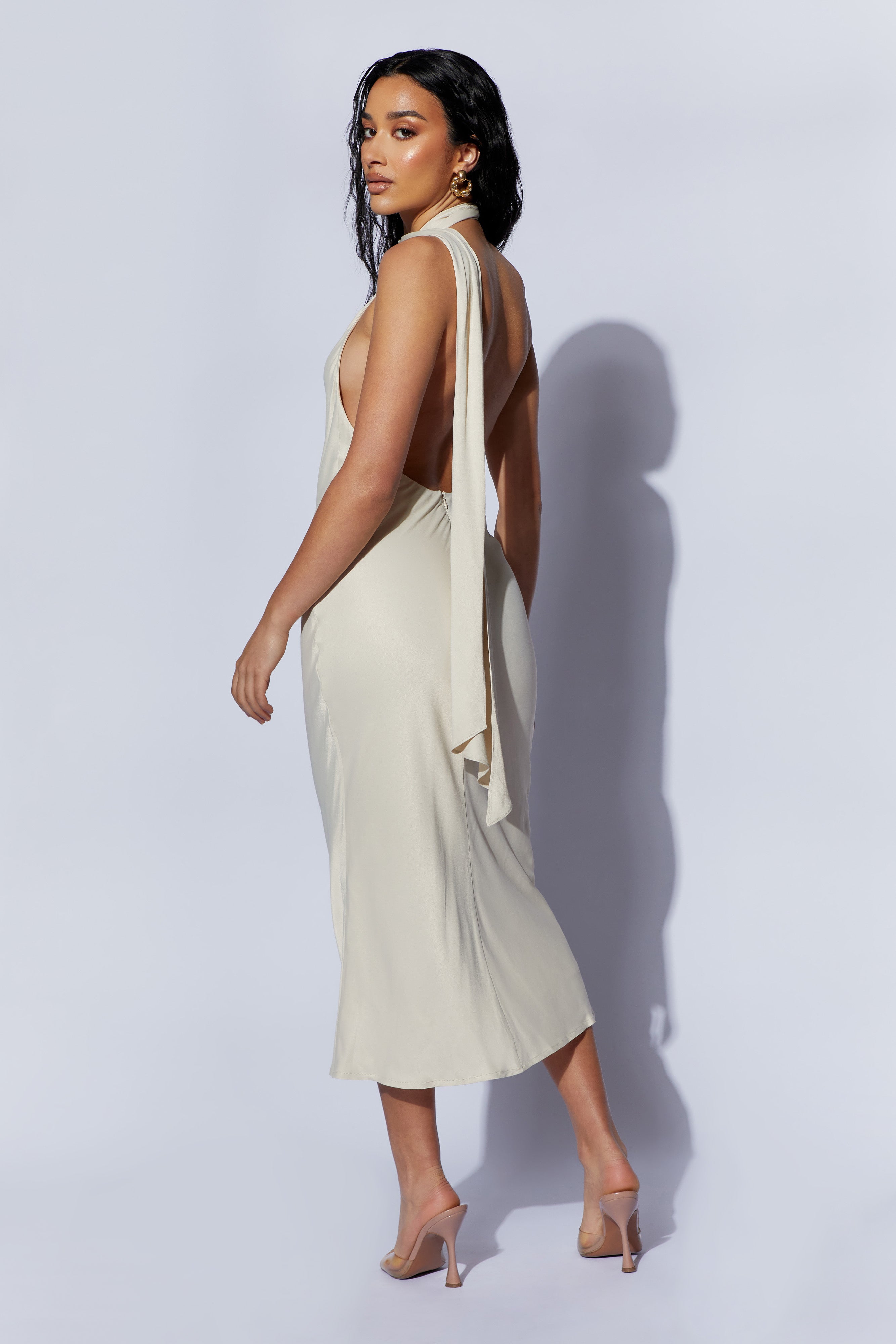 Wrap around store neck dress