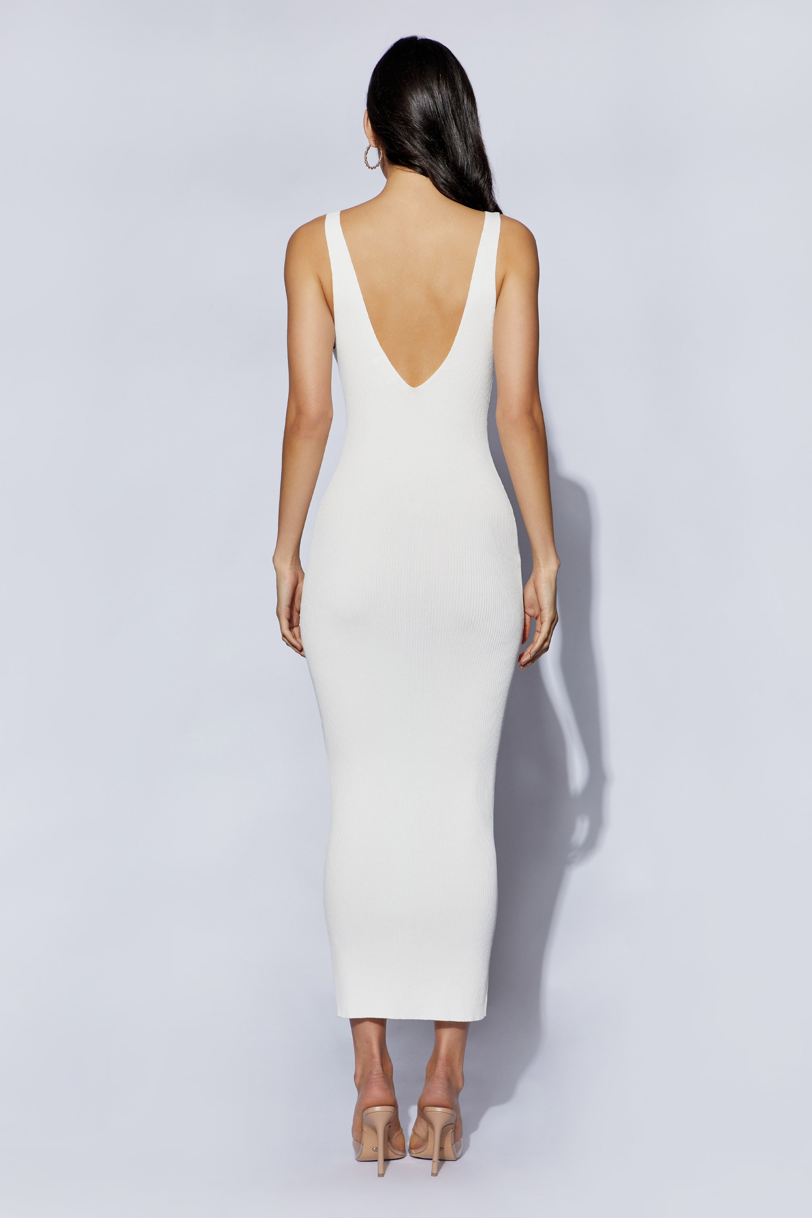 White v neck midi dress top