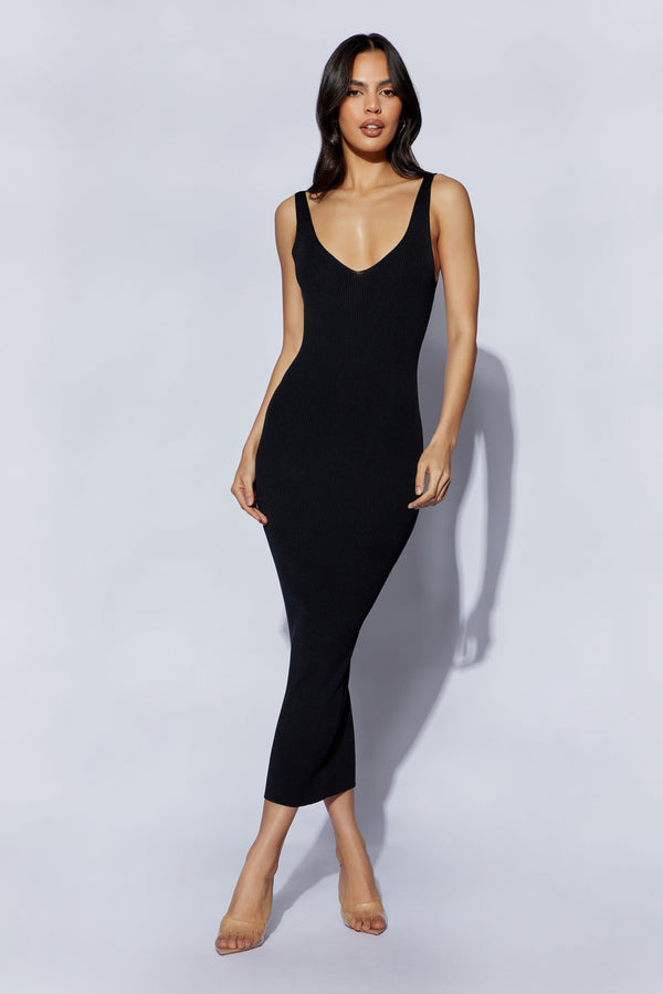 Black midi dress outlet v neck