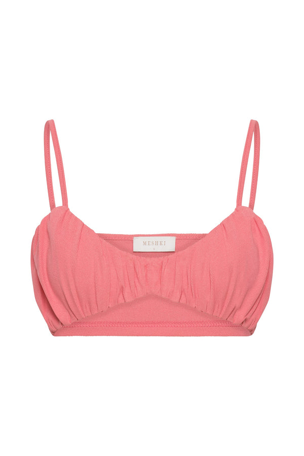 Jordan Ruched Front V Front Top - Pink - MESHKI