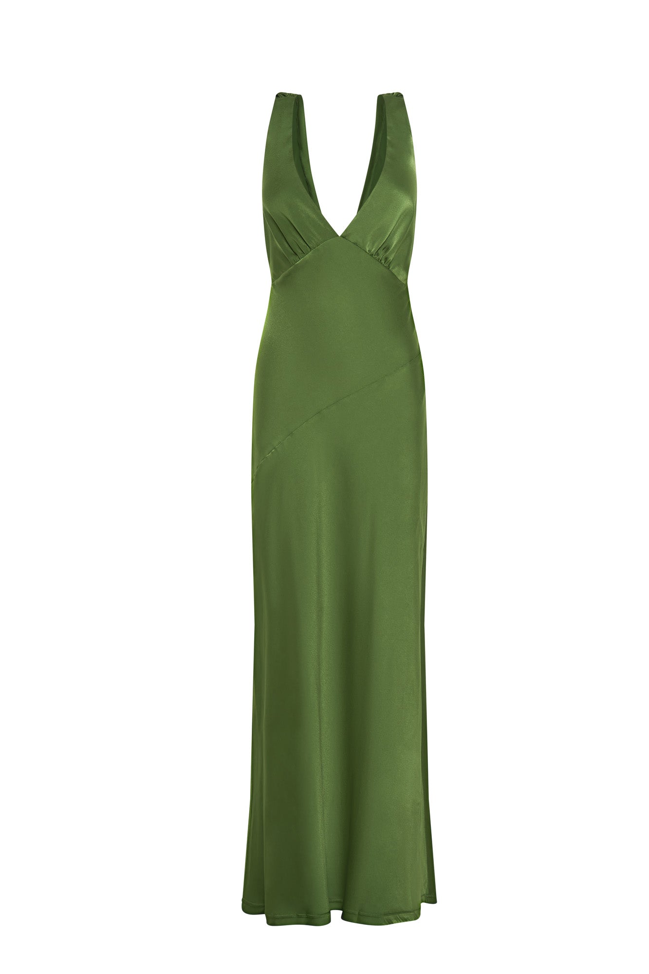 Nadia Maxi Satin Dress With Back Cowl - Emerald