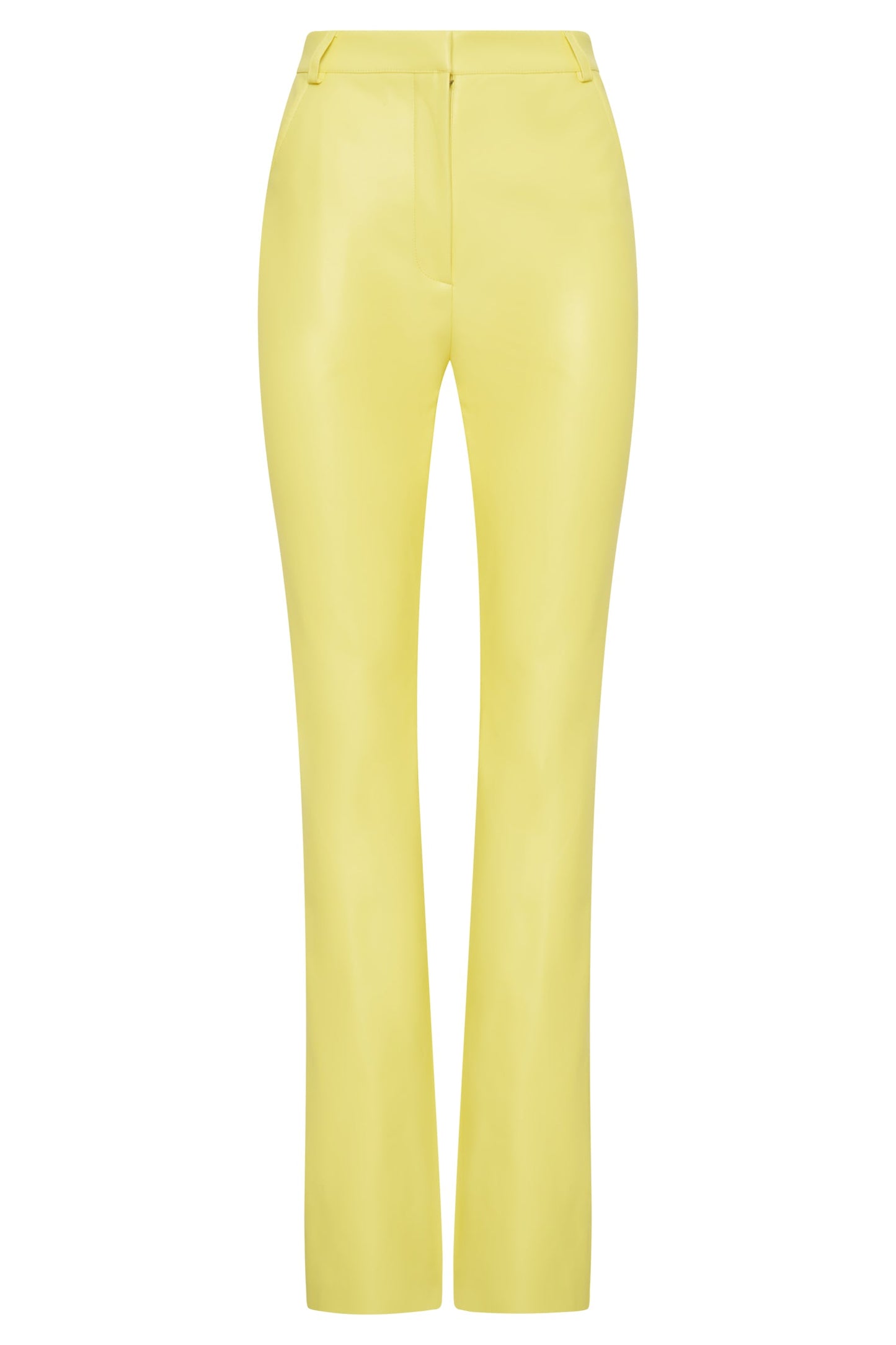 Tyra Straight Leg Faux Leather Pants - Lemon