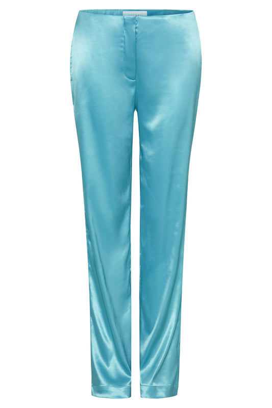 Nicolette Low Rise Satin Pants - Aquamarine