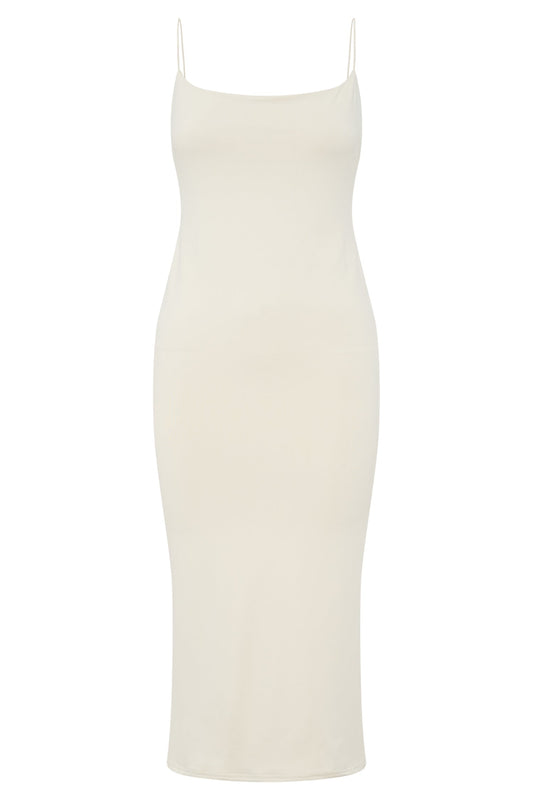 Lexia Scoop Low Neck Midi Dress - Cream