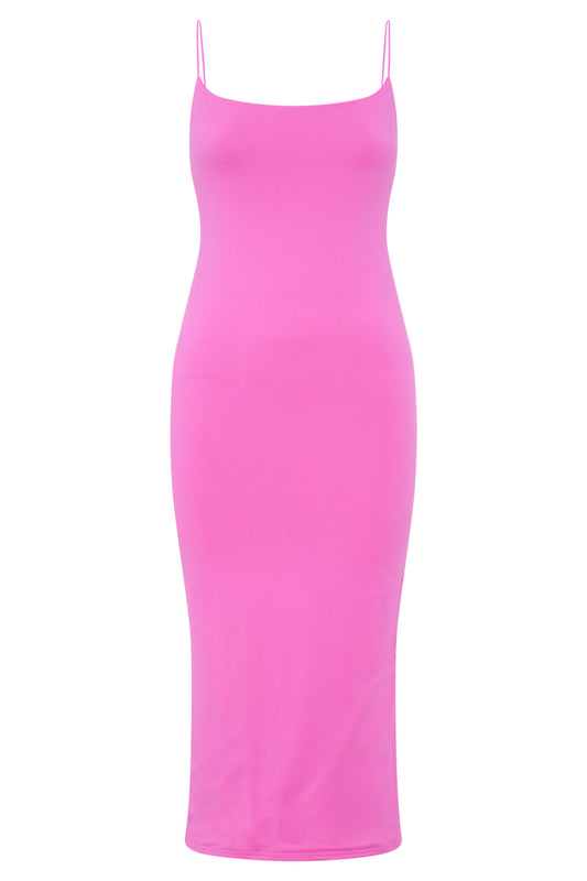 Lexia Scoop Low Neck Midi Dress - Bubblegum Pink