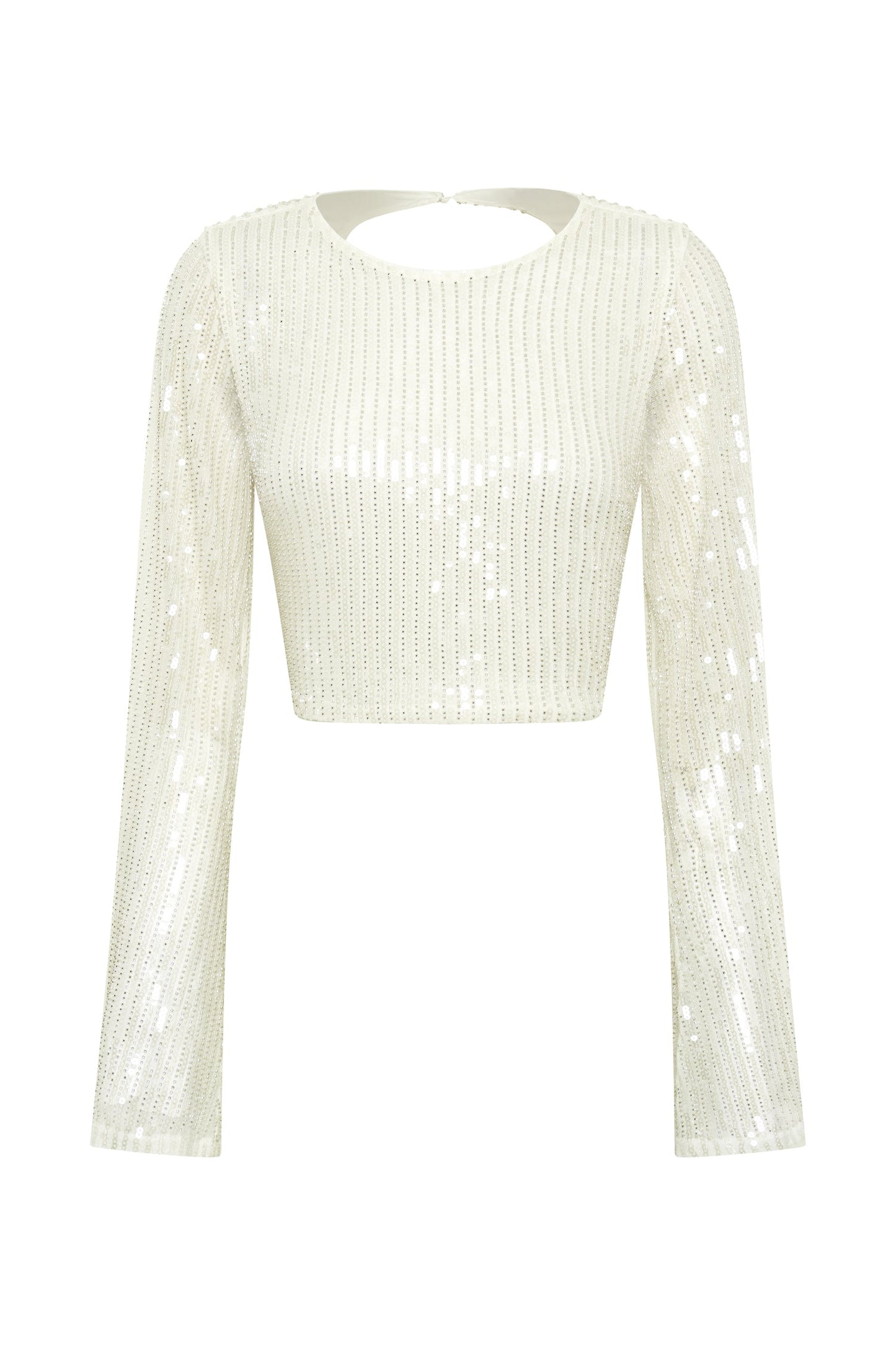 Diaz Long Sleeve Sequin Top - White