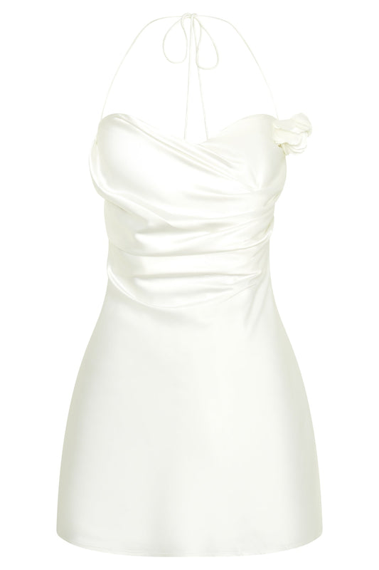 Otillie Rose Halter Mini Dress - White