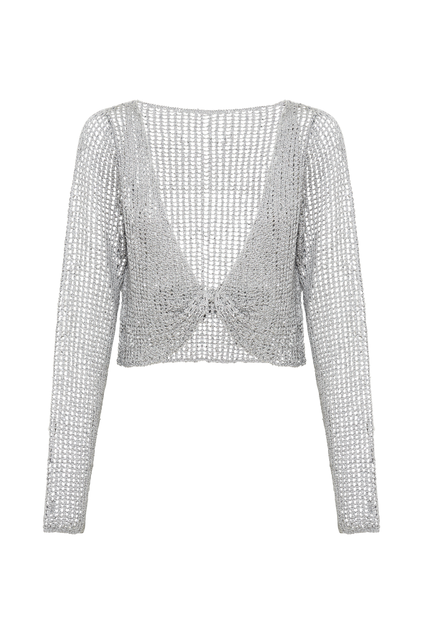 Catalina Sequin Crochet Twist Top - Silver