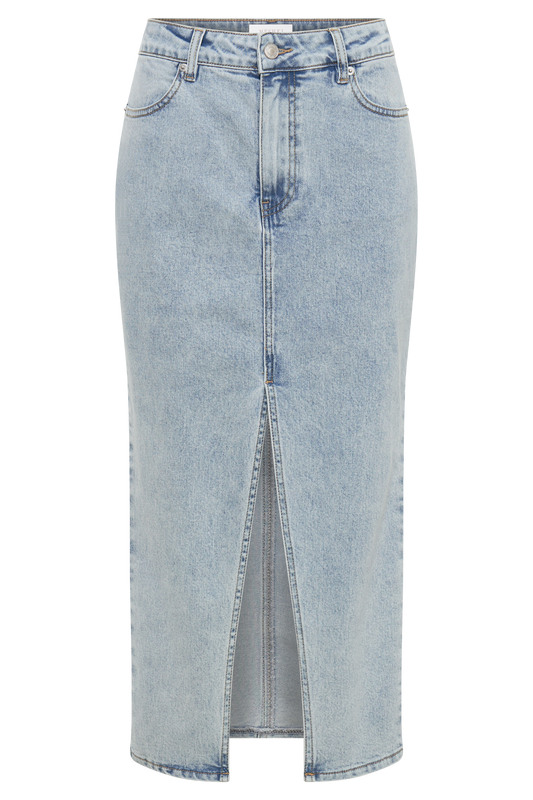 Acacia Denim Midi Skirt - Light Blue