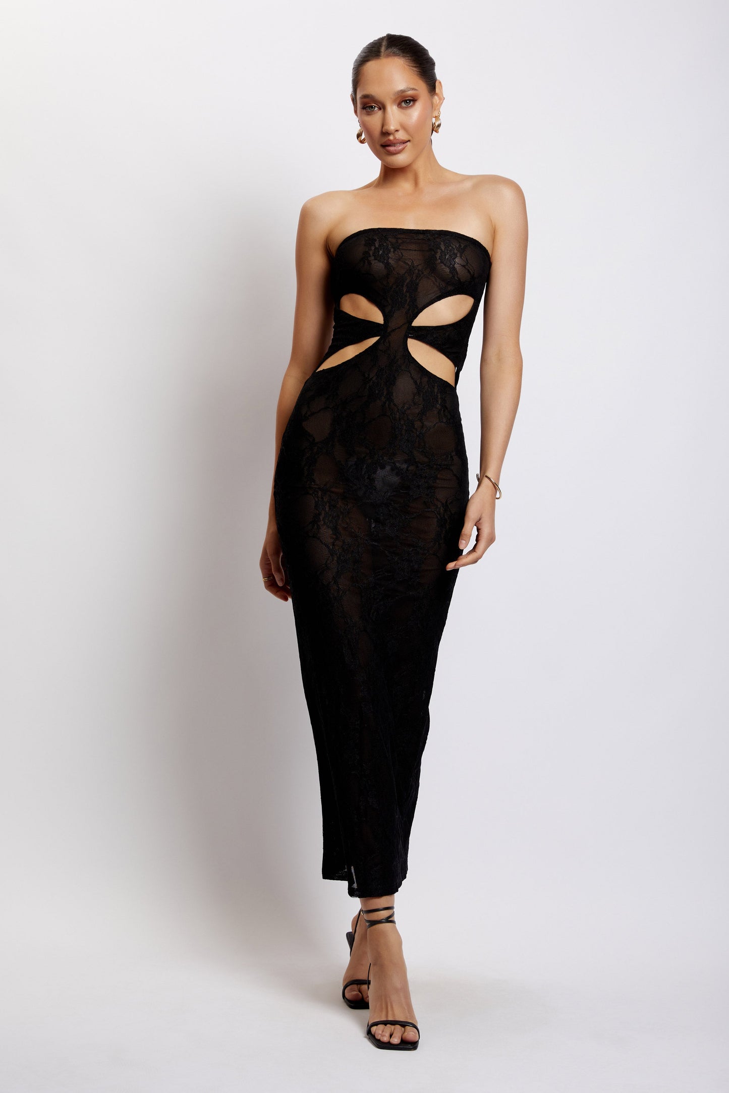 Krista Cut Out Bandeau Maxi Dress - Black