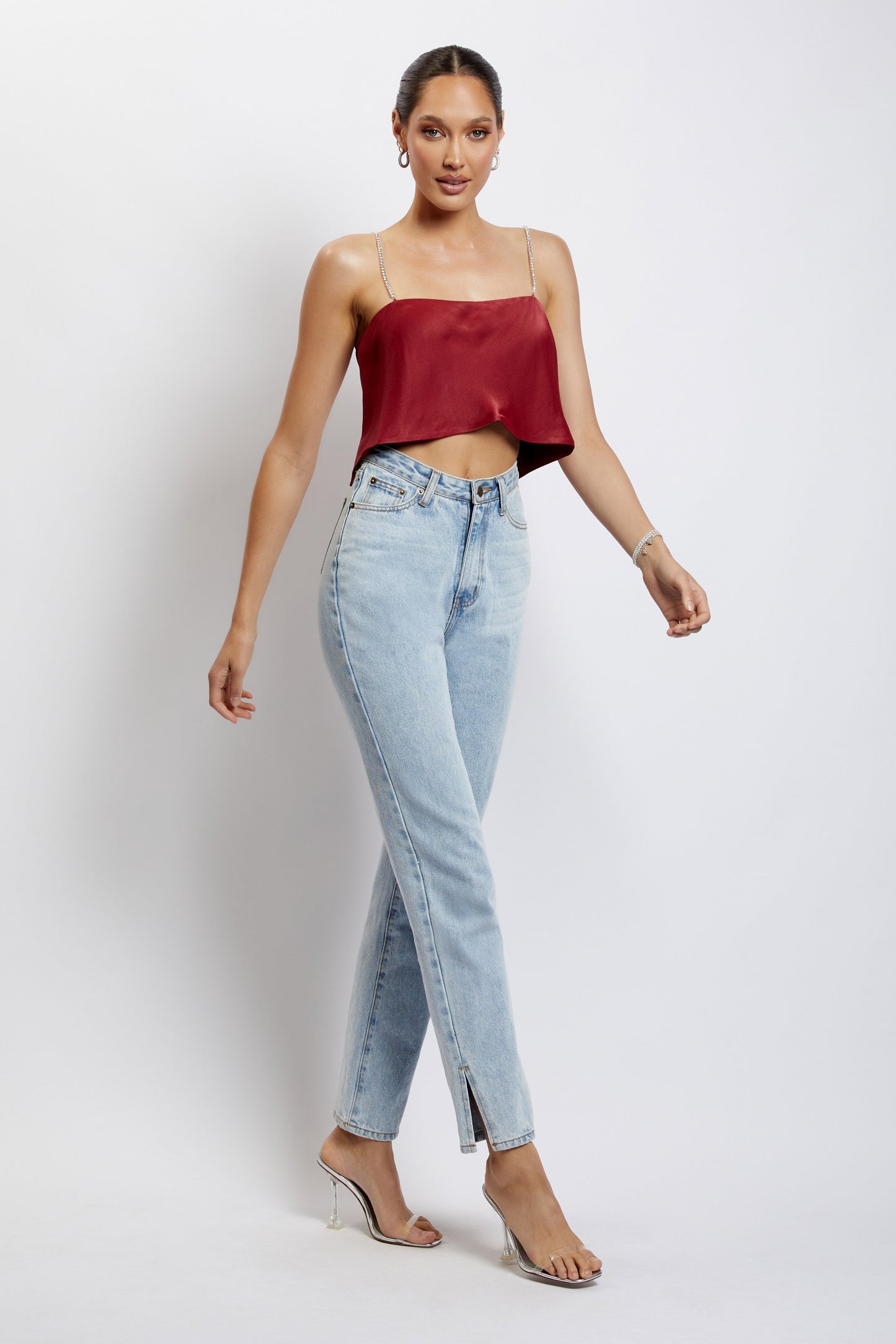 Dayana Straight Cut Crop Top - Wine