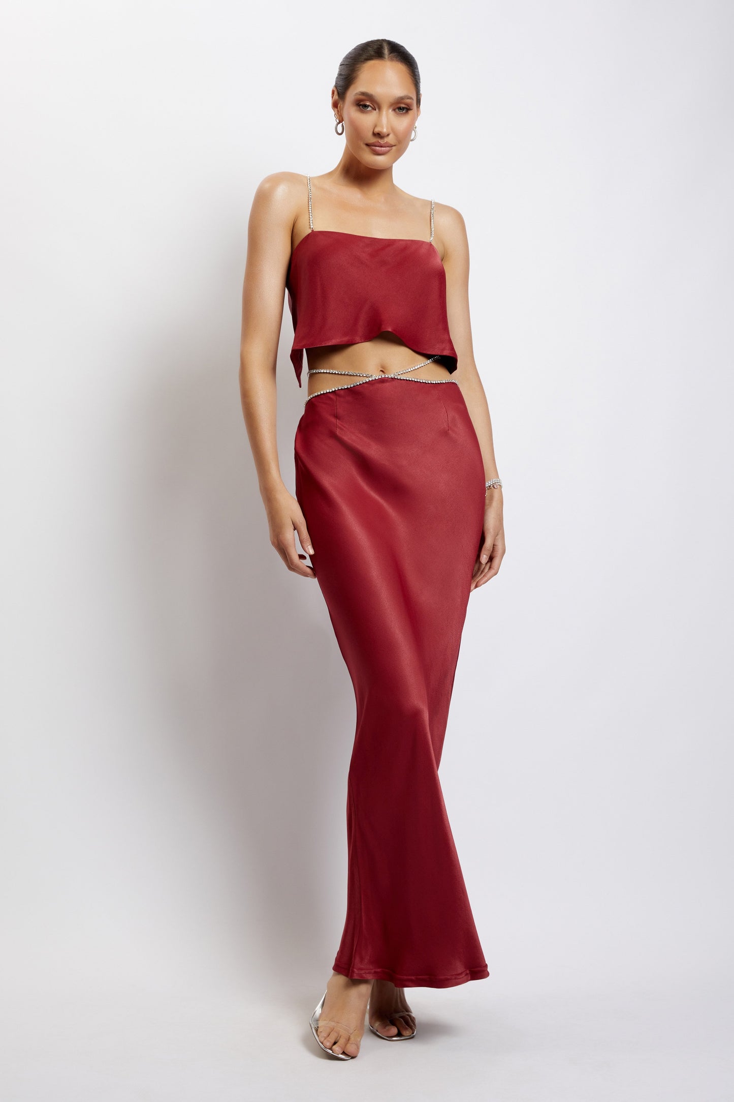 Dayana Straight Cut Crop Top - Wine